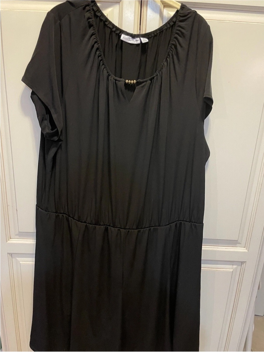 Susan Graver Maxi Dress Size 2X Black Short-Sleeve Women's Dress